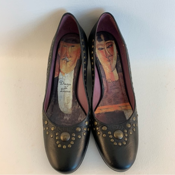 Diego ai Lucca Black Leather Wedges - Picture 2 of 7